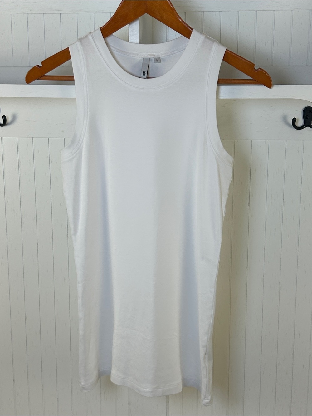 Jarbo White Pima Cotton Stretch Long Tank Top Size 36 S